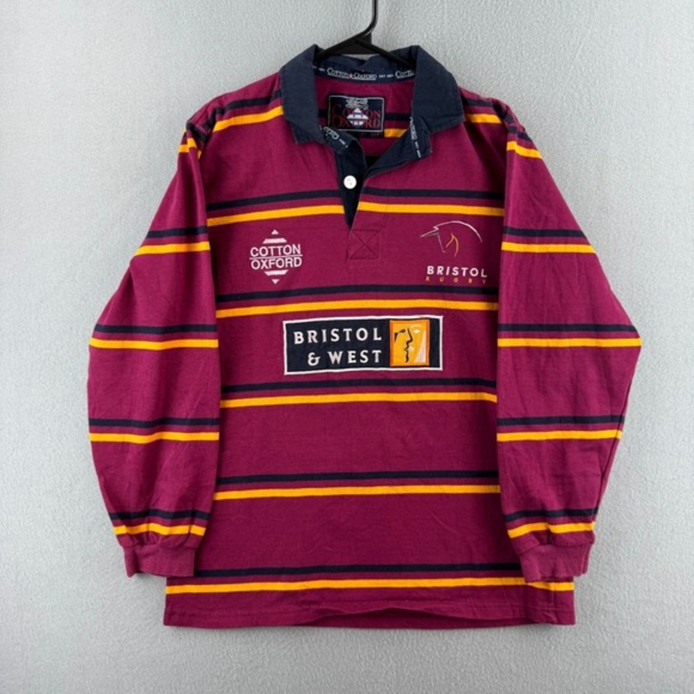 Vintage Bristol Rugby Shirt Mens Medium Cotton Oxford 90s Jersey‎ Polo